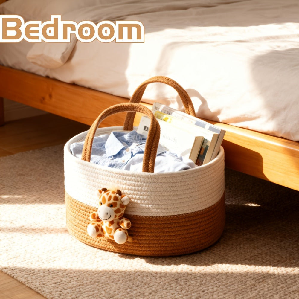 Cute Animal Woven Storage Basket – Decorative Desktop Organizer for Remote Controls, Toys, Stationery & Small Items – Bear, Bunny, Elephant & Giraffe Styles for Home, Nursery & Gift