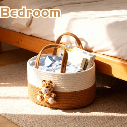 Cute Animal Woven Storage Basket – Decorative Desktop Organizer for Remote Controls, Toys, Stationery & Small Items – Bear, Bunny, Elephant & Giraffe Styles for Home, Nursery & Gift