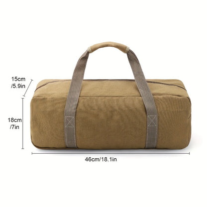 Heavy Duty Canvas Tool Bag with Zipper, Large Capacity Tool Organizer Tote for Mechanics, Electricians & Carpenters, Portable Storage Bag for Wrenches, Screwdrivers, Nails & Hand Tools