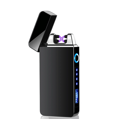 USB Electric Lighter Dual Arc Plasma – Windproof Flameless Rechargeable Lighter with LED Power Display, Touch Sensor, Metal Body, Ideal for Outdoor Camping Candles Holiday Gift (No Battery Required)