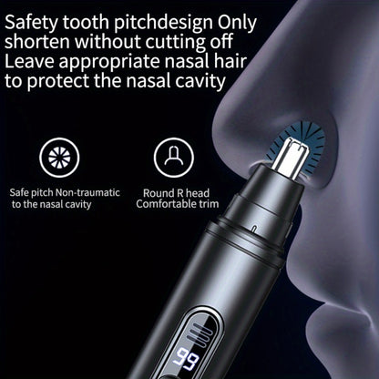 Electric Nose Trimmer with LED Display – USB Rechargeable Painless Facial Hair Removal Device for Men & Women, Nose Ear & Eyebrow Trimmer, Upgraded Grooming Tool, Ideal Gift