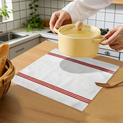 Cotton Kitchen Dish Towel Set 12pcs | 6 Hand Towels 15"x25" & 6 Wash Towels 12"x12" | Striped Weave Absorbent Durable Towels for Cooking Cleaning Drying