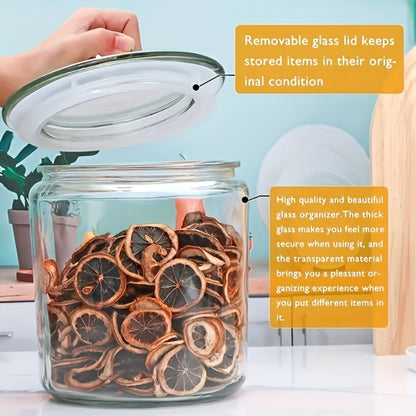 Glass Pantry Jars with Flip-Top Lids Set of 2 - Airtight Glass Storage Containers for Kitchen Pantry Organization, Cookies, Candy, Pasta, Countertop Canister Set, Reusable Round Glass Jars