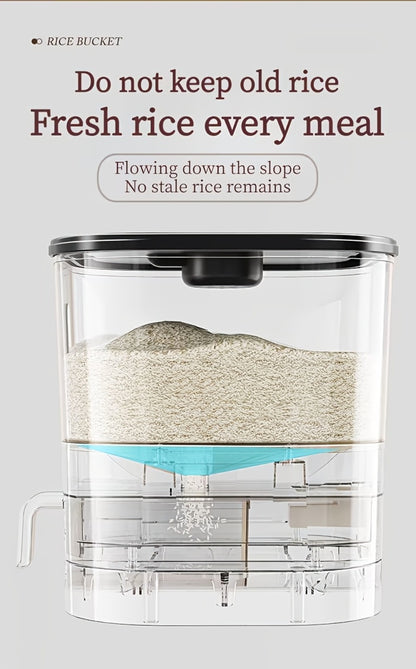 Airtight Rice Container with Measuring Cup | Large Capacity Moisture-Proof Rice Dispenser for Rice, Grains, Flour, Pet Food – BPA-Free Kitchen Food Storage