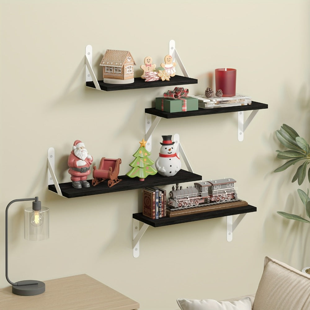 Floating Shelves Wall Mounted 4-Pack – Decorative Wall Shelves for Bedroom, Living Room, Bathroom & Plants, Home Storage Display Shelf for Books, Decor & Accessories, 4 Color Options