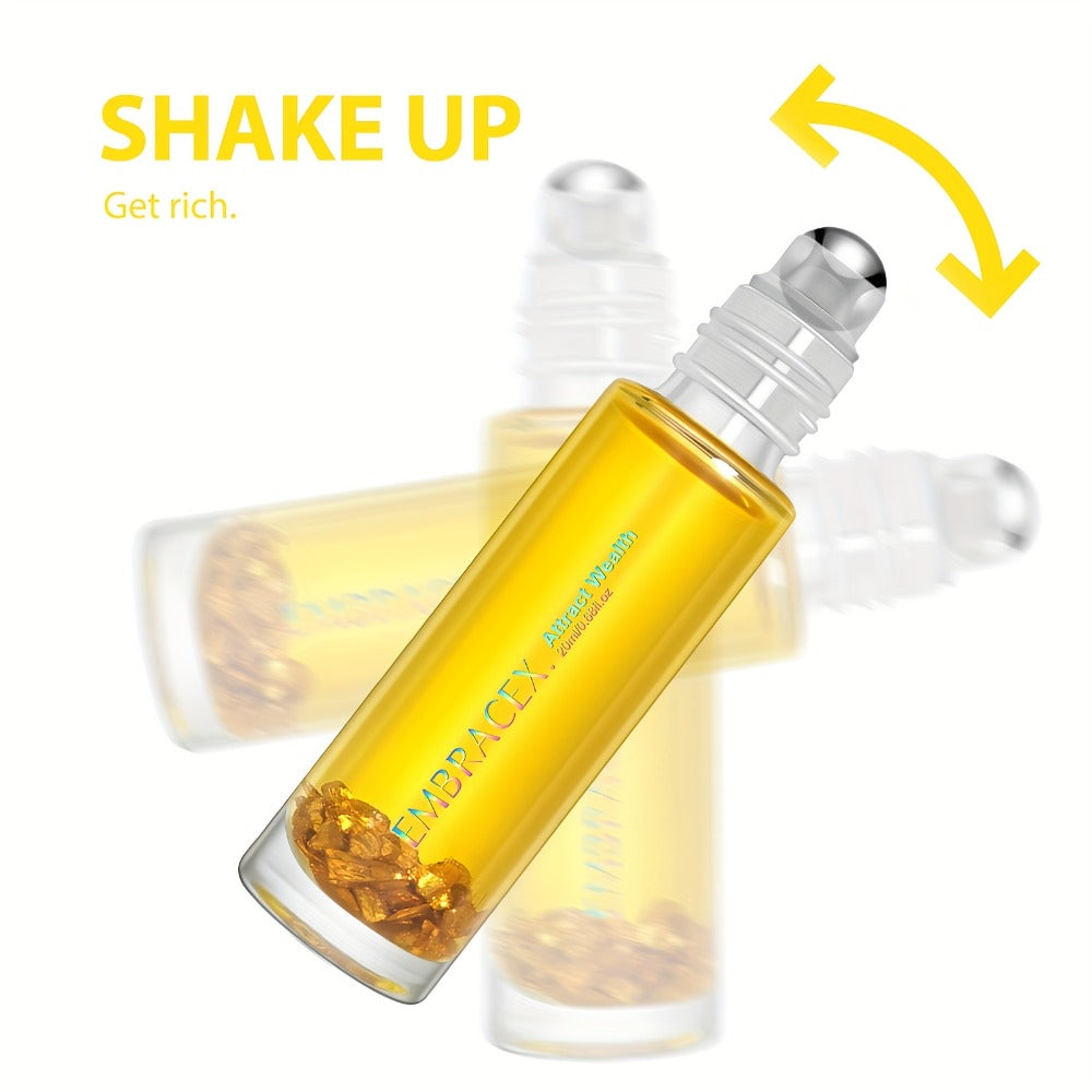 Roll On Essential Oil Attract Wealth & Money Luck 0.68oz Alcohol-Free Aromatherapy Roller Blend – Use with Diffuser Scented Candles or Directly on Skin – Manifestation Oil Perfect Holiday Gift