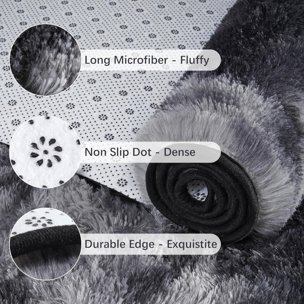 Fluffy Area Rug Tie-Dye Soft Carpet for Living Room Bedroom Office Thickened 1000g/㎡ Machine-Woven Indoor Mat Multi-Color Multi-Size Dark Gray Light Grey Khaki Pink Black White Purple