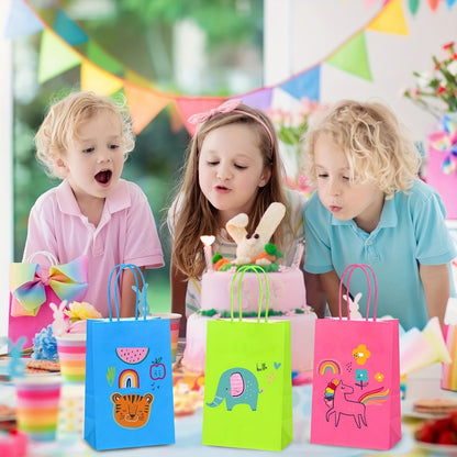 Paper Gift Bags with Handles Bulk 20/40/100pcs – Rainbow Colorful Kraft Party Favor Bags for Kids Birthday, Baby Shower, Wedding, Graduation, School Events & Retail Packaging, 10 Bright Colors