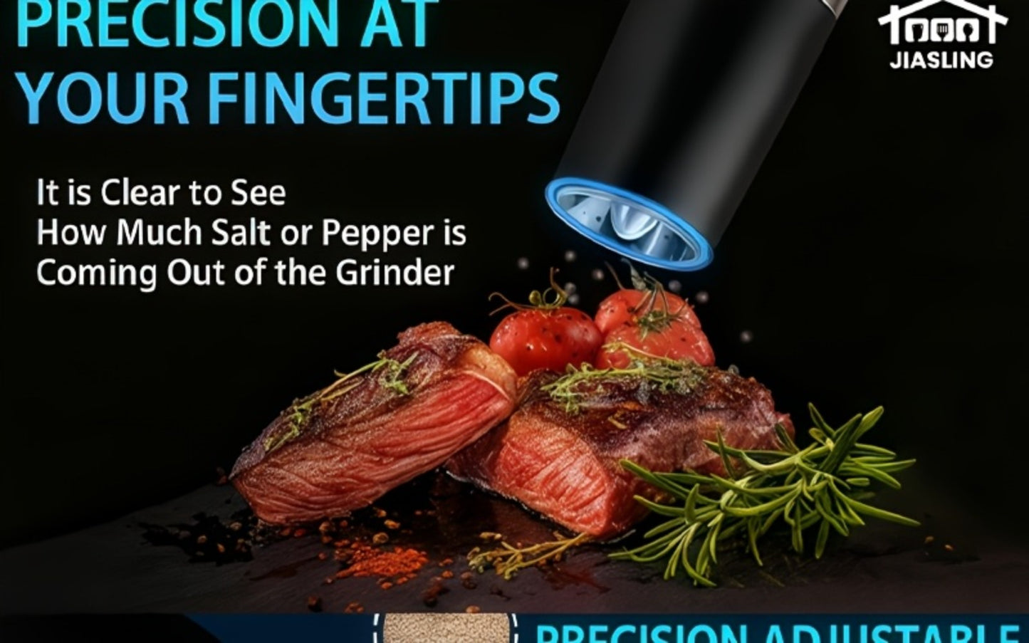 Electric Salt and Pepper Grinder Set 2PCS – Battery-Powered, LED Light, One-Handed Automatic Operation, Adjustable Coarseness