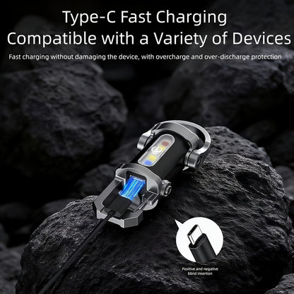 Mini Keychain Flashlight 4 Pack USB Rechargeable, 1200 Lumens 7 Modes Compact EDC Pocket Flashlight with Phone Charging Function, Clip-On Portable Torch for Hiking Camping Emergency Outdoor Survival