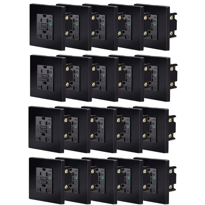 GFCI Outlet 20 Amp Tamper Resistant WR Weather Resistant with Wall Plate ETL Listed LED Indicator Test Reset Button Ground Fault Circuit Interrupter for Bathroom Kitchen Garage 2 4 6 10 20 Pack Black White