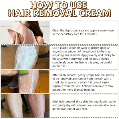 Semi Permanent Hair Removal Cream – Coconut Formula 150g, Use Once for 3-Month Effectiveness, Instant Non-Irritating Smooth & Residue-Free Depilatory for Face, Lips, Armpits, Legs & Private Areas