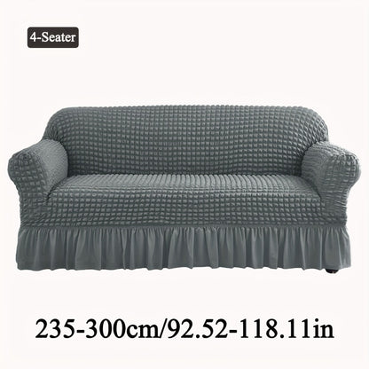 Seersucker Sofa Slipcover Elastic Band Closure Pet-Friendly All-Purpose Sofa Cover for Living Room Home Decor Protection — Single 2 4 Seater Multiple Colors