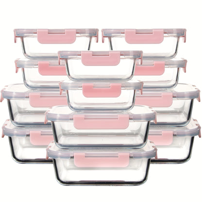 Glass Food Storage Containers with Airtight Lids - Borosilicate Glass Meal Prep Containers Set, Microwave Dishwasher Freezer Safe, BPA Free, Leak Proof Lunch Containers for Kitchen