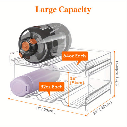 Stackable Water Bottle Organizer for Cabinet & Kitchen Pantry – Tumbler Travel Mug Cup Holder, Plastic Fridge Wine Rack, Holds 5/6/8/9/11/12 Bottles
