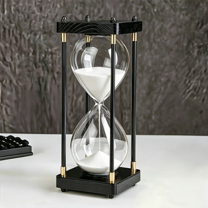 Hourglass Timer 60 Minute Wooden Sand Timer Decorative Glass - Vintage Home Decor for Kitchen, Office & Bedroom | Great Gift for Birthday, Christmas, Valentine's Day & Thanksgiving | 11.81x3.74in