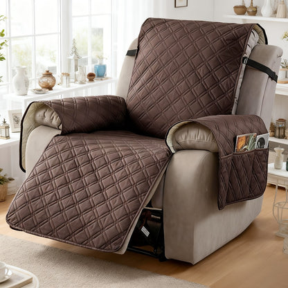 Recliner Chair Cover Waterproof Dual-Layer with Side Pockets Non-Slip Scratch Resistant Machine Washable Pet Protection 11 Colors