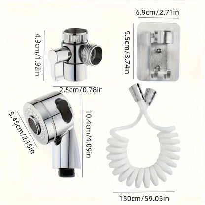 Handheld Shower Head Kit with Hose Bracket Diverter Faucet Adapter High Pressure Portable Shampoo Spray Set for Bathroom Sink Hair Washing Travel