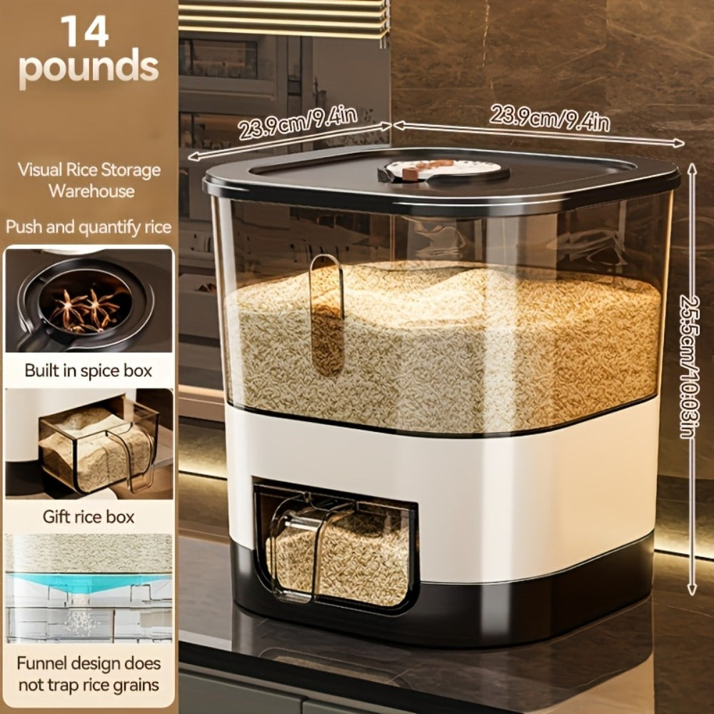 Airtight Rice Container with Measuring Cup | Large Capacity Moisture-Proof Rice Dispenser for Rice, Grains, Flour, Pet Food – BPA-Free Kitchen Food Storage