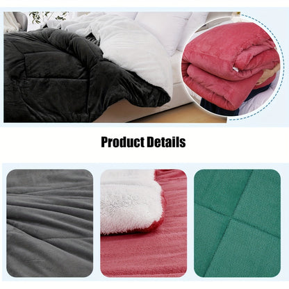 Thick Soft Comforter All Season Quilted Box Stitch Solid Color Breathable Machine Washable Bedroom Warm Autumn Winter Comforter