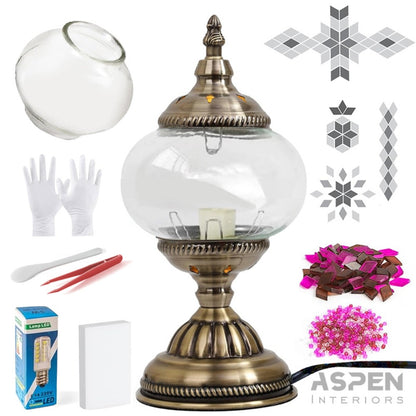 DIY Mosaic Lamp Kit Handmade Glass Table Lamp, Colorful Stained Glass Bedside Night Light with Antique Bronze Base, Decorative Desktop Lamp for Living Room, Bedroom & Home Decor (Multiple Colors)