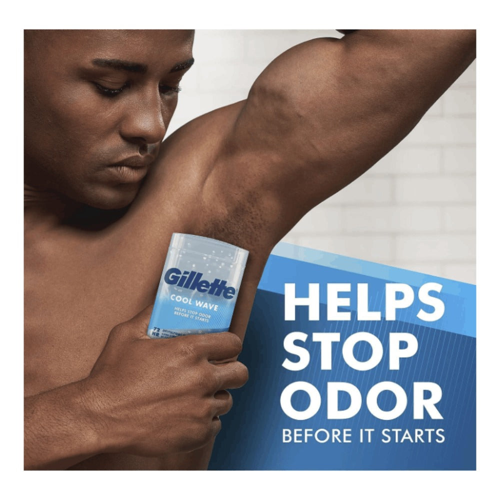 Antiperspirant Deodorant for Men Gillette Clinical 72-Hour Protection – Clear Gel Cool Wave Scent, 3.8 oz, Pack of 4, Anti-White Mark, Prescription Strength Sweat Defense