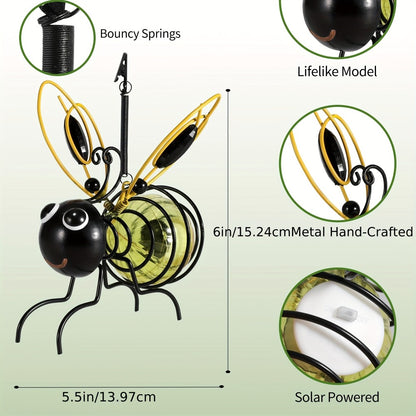 Solar Hanging Bee & Ladybug Lights Set of 3, Metal Decorative Solar Garden Lights — Outdoor Hanging Decor for Balcony, Garden, Living Room & Flower Shop | Red, Yellow & Blue