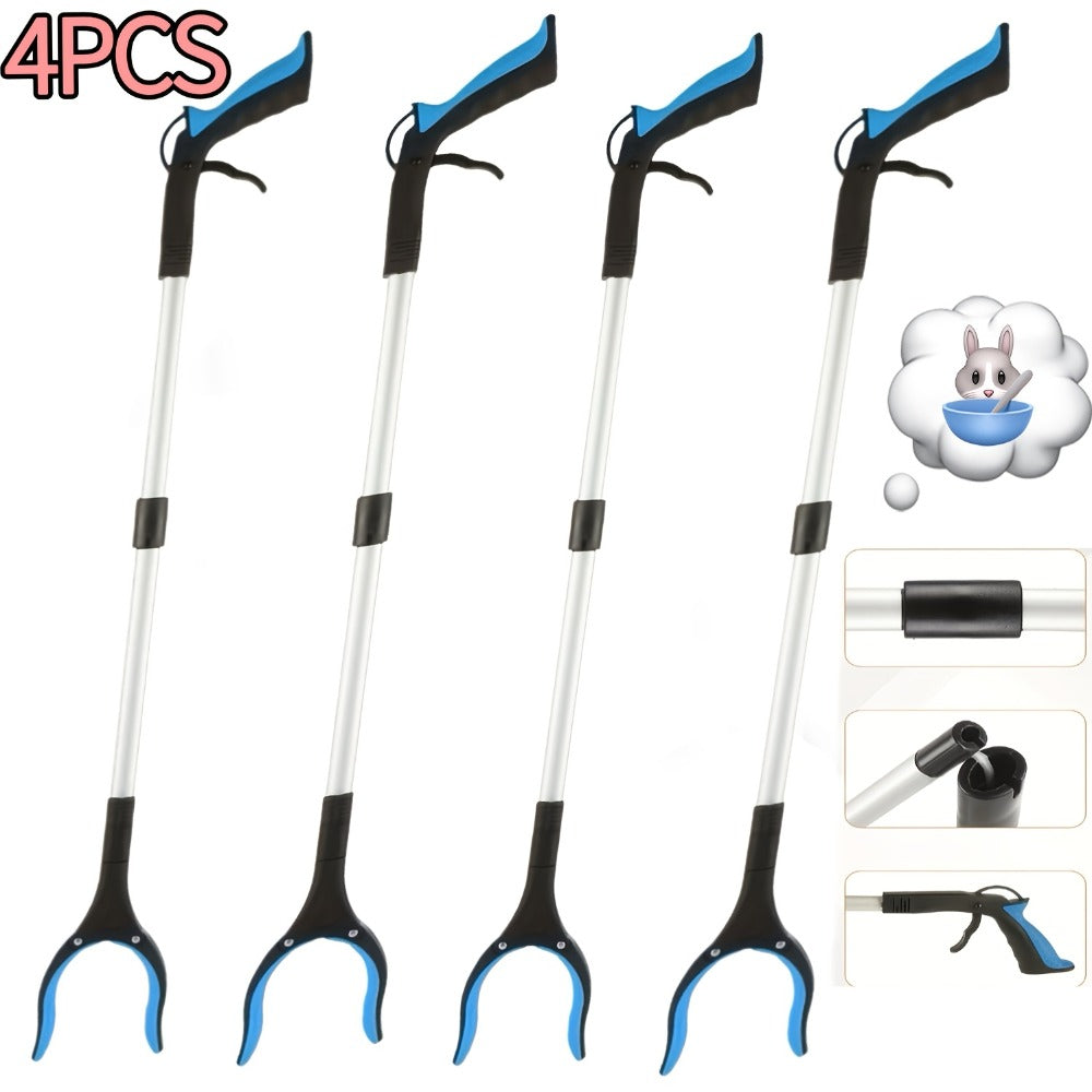 Grabber Reacher Tool 32 Inch Foldable Pick Up Stick 360° Rotating Jaw Magnetic Tip Extra Long Heavy Duty Litter Picker Mobility Aid for Seniors Blue 2-Pack 4-Pack