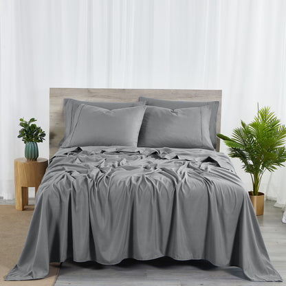 Bamboo Blend 6-Piece Sheet Set – 2000 Thread Count SnugGrip Fitted Sheet 16" Deep Pocket Soft Wrinkle Resistant Twin Full Queen King Cal King