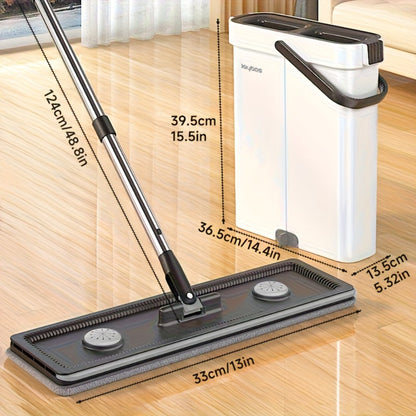 Spin Mop and Bucket Set with Wringer 360° Flat Mop Washable Microfiber Pads Long Handle for Hardwood Tile Laminate Floors Walls Windows Home Kitchen Bathroom