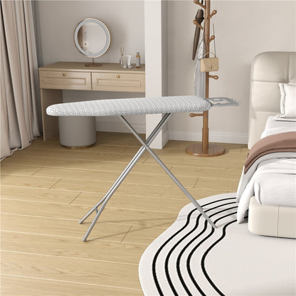 Ironing Board Full Size Adjustable Height Foldable Iron Board with 4-Leg Stand 4-Layer Thick Pad Iron Rest Safety Lock for Home Dorm Laundry Room