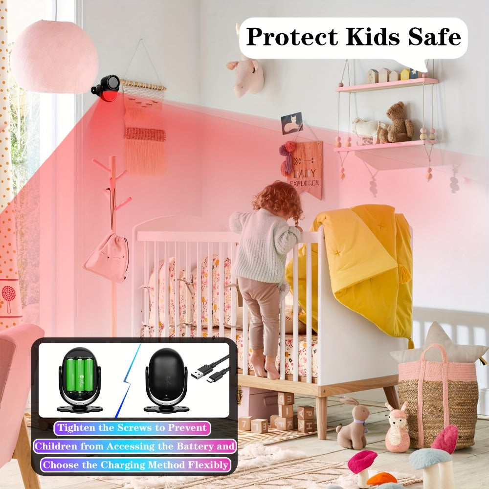 125dB Wireless Motion Sensor Alarm with Siren Light & Remote Control – Indoor Infrared Security Motion Detector for Home, Shed & Garage – Battery Operated PIR Alert System (Black & White)