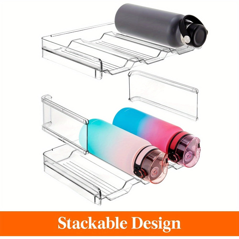 Stackable Water Bottle Organizer for Cabinet & Kitchen Pantry – Tumbler Travel Mug Cup Holder, Plastic Fridge Wine Rack, Holds 5/6/8/9/11/12 Bottles