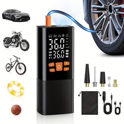 Portable Tire Inflator Air Compressor - 160 PSI 20000mAh Cordless Tire Pump 4X Faster with LED Light for Car, Bicycle, Motorcycle & Ball