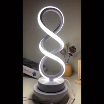 Spiral LED Table Lamp, Dimmable Push Button Control Desk Light for Bedroom Living Room Office, Modern Metal Base Indoor Accent Lamp, Unique Spiral Design Home Decor Gift for Christmas Birthday Valentine