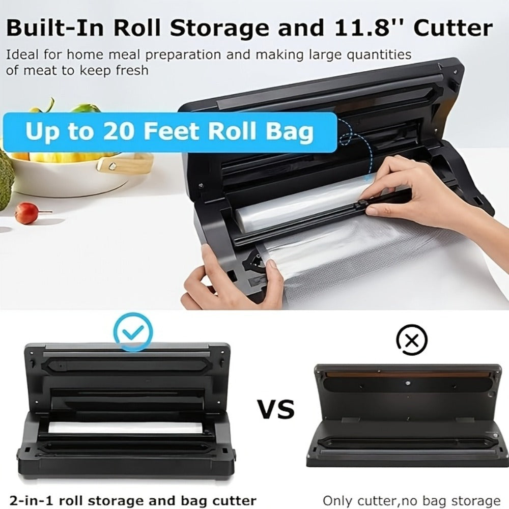 Vacuum Sealer Machine 85KPA – INKBIRD 10-in-1 Food Sealer with Bag Storage, Built-In Cutter, Moist/Dry/Pulse/Liquid/Canister Modes, 200 Continuous Seals, Compact Design for Food Preservation & Sous Vide