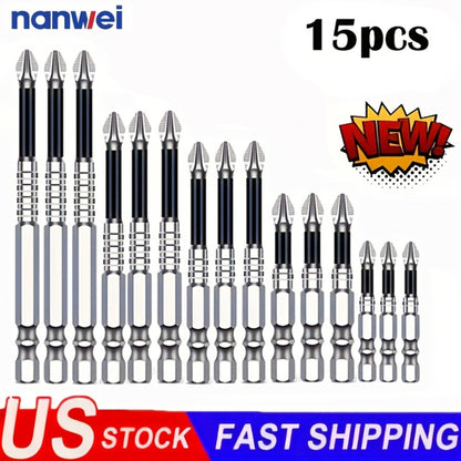 Magnetic Screwdriver Drill Bit Set Anti-Slip - K5 High Magnetic Power Bits in 50mm 65mm 70mm 75mm 90mm 150mm, Electric Screwdriver Bit Kit for Power Drills, DIY Home Repair & Professional Use