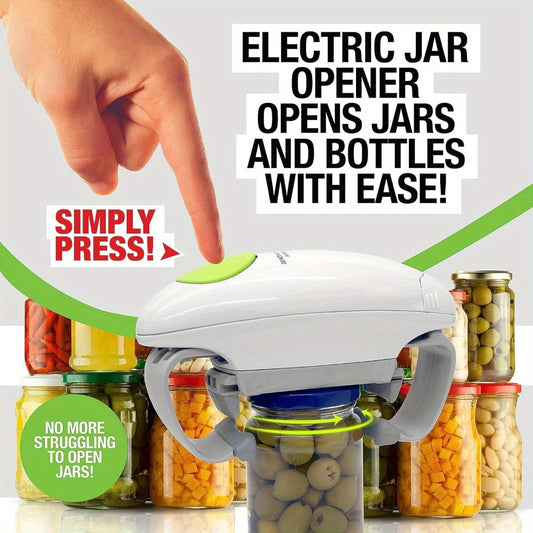 Electric Jar Opener for Elderly & Weak Hands – One-Touch Auto-Off, High Torque Battery-Powered Jar Lid Opener with Ergonomic Design for Kitchen