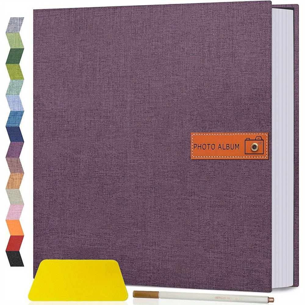 Self Adhesive Photo Album Scrapbook – Large Linen Cover Memory Book for 4x6 5x7 8x10 Photos, DIY Picture Book with Metal Pen, Gift for Mom, Baby, Wedding, Valentine's Day & Mother's Day, 40 & 60 Pages