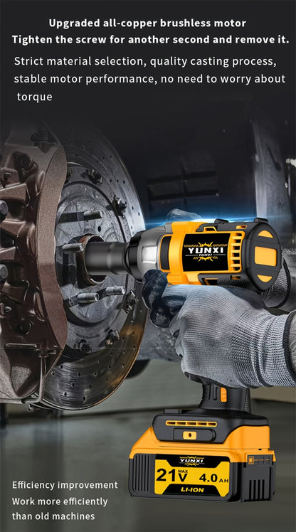 Cordless Impact Wrench 21V Brushless Electric Drill Set with 4000mAh Battery, Toolbox & Full Accessories, Wireless Power Drill for Automotive, Home & Industrial Use, Men's Gift