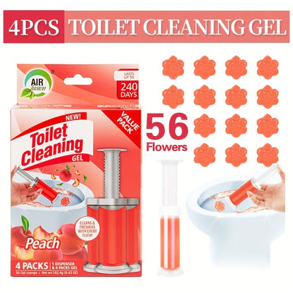 Toilet Cleaning Gel Stamp with Dispenser, Toilet Bowl Freshener & Cleaner Gel Stamps Prevent Scale & Toilet Ring, 6 Scents – Ocean, Lavender, Floral, Peach, Lemon, Pine – 4 Pcs or 8 Pcs Pack