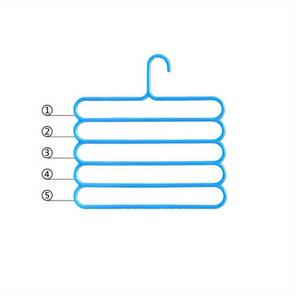 Multi-Layer Pants Hangers Set of 5 – 5-Tier Space Saving Clothes Rack, Slip-Resistant Adjustable Wardrobe Organizer for Pants, Jeans & Clothes, Closet & Laundry Room Storage