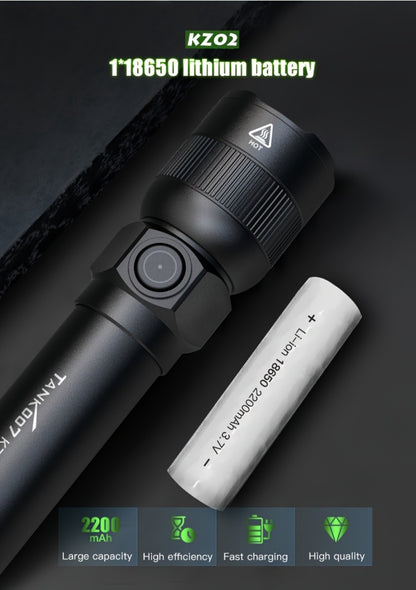 Mini LED Flashlight 18650 Rechargeable Battery | Adjustable Focus & Brightness Zoomable Compact Torch | Textured Grip for Camping Fishing Hiking Outdoor Adventures & Emergency