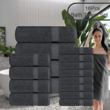 16pcs grey bath towel set