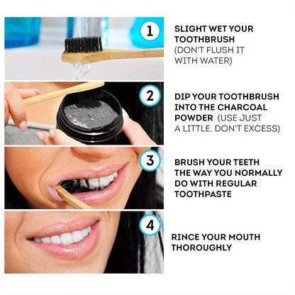 Bamboo Charcoal Tooth Powder 30g Whitening Teeth Powder with Mint Extract Stain Removal Fresh Breath Deep Cleansing Natural Activated Charcoal Toothpowder for Whiter Teeth Daily Oral Care