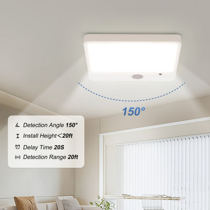 Wireless LED Ceiling Light Motion Sensor Rechargeable Battery Powered 3 Color Temperatures Remote Control No Wiring Closet Light for Bathroom Staircase Garage Hallway Kitchen Pantry White 1 or 2pcs
