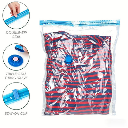 Vacuum Storage Bags with Air Pump, 20-21 Pack Reusable Compression Bags for Clothes, Quilts & Blankets — 4 Sizes Space-Saving Storage for Travel, Moving & Organizing | Transparent