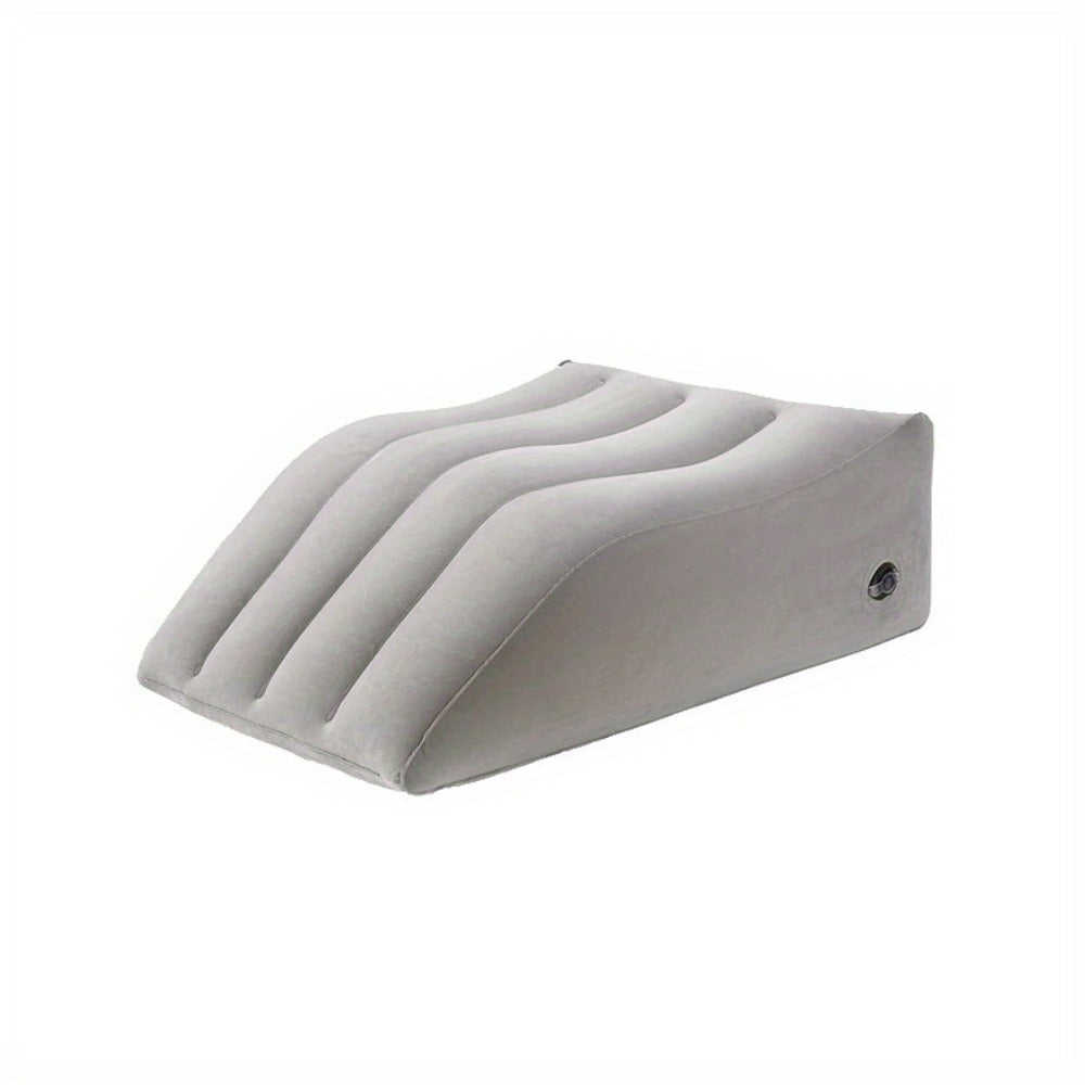 Inflatable Leg Elevation Pillow for Sleeping – Wedge Knee Support Cushion for Swelling Relief, Ergonomic Leg Raise Pillow for Bed, Travel & Camping, Lightweight & Portable, Gray