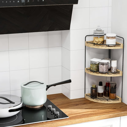 3-Layer Rustic Corner Countertop Storage Rack – 16.93" Wooden Vanity Organizer & Space-Saving Shelf for Bathroom, Kitchen & Bedroom – Farmhouse Corner Shelf for Countertop Display & Organization