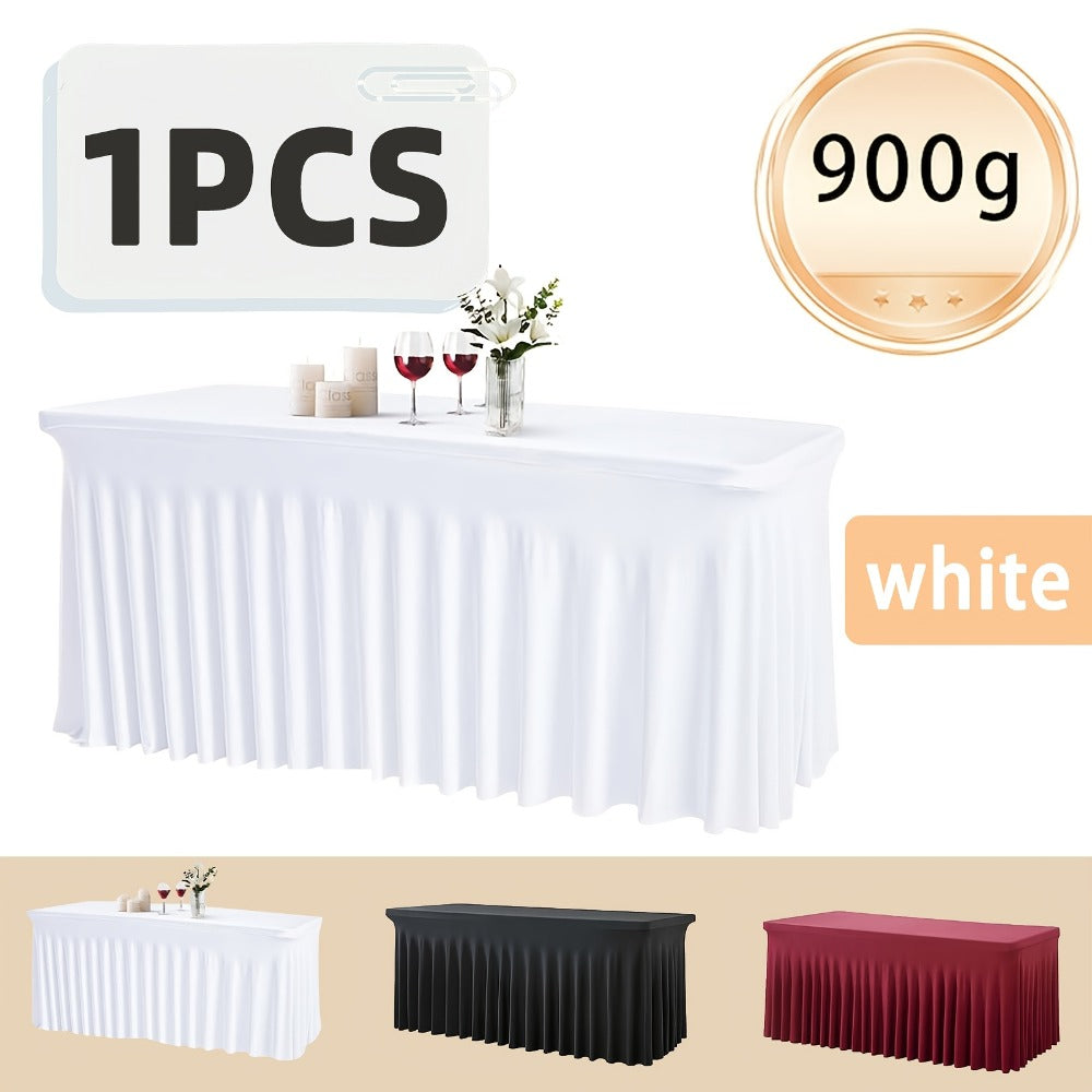 Tablecloth with Skirt for Rectangular Tables – Anti-Wrinkle Table Cover in Black, White & Red, Elegant Table Skirt for Wedding, Birthday, Christmas, Halloween, Thanksgiving & Party Events, 1 or 2 Pack